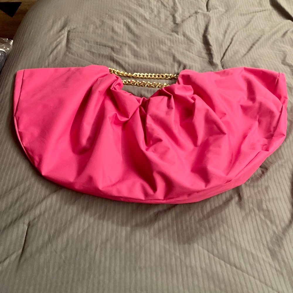 SimplyBeautyful Mega Tote Bag with Gold Chain Handle..Color: Pink…New